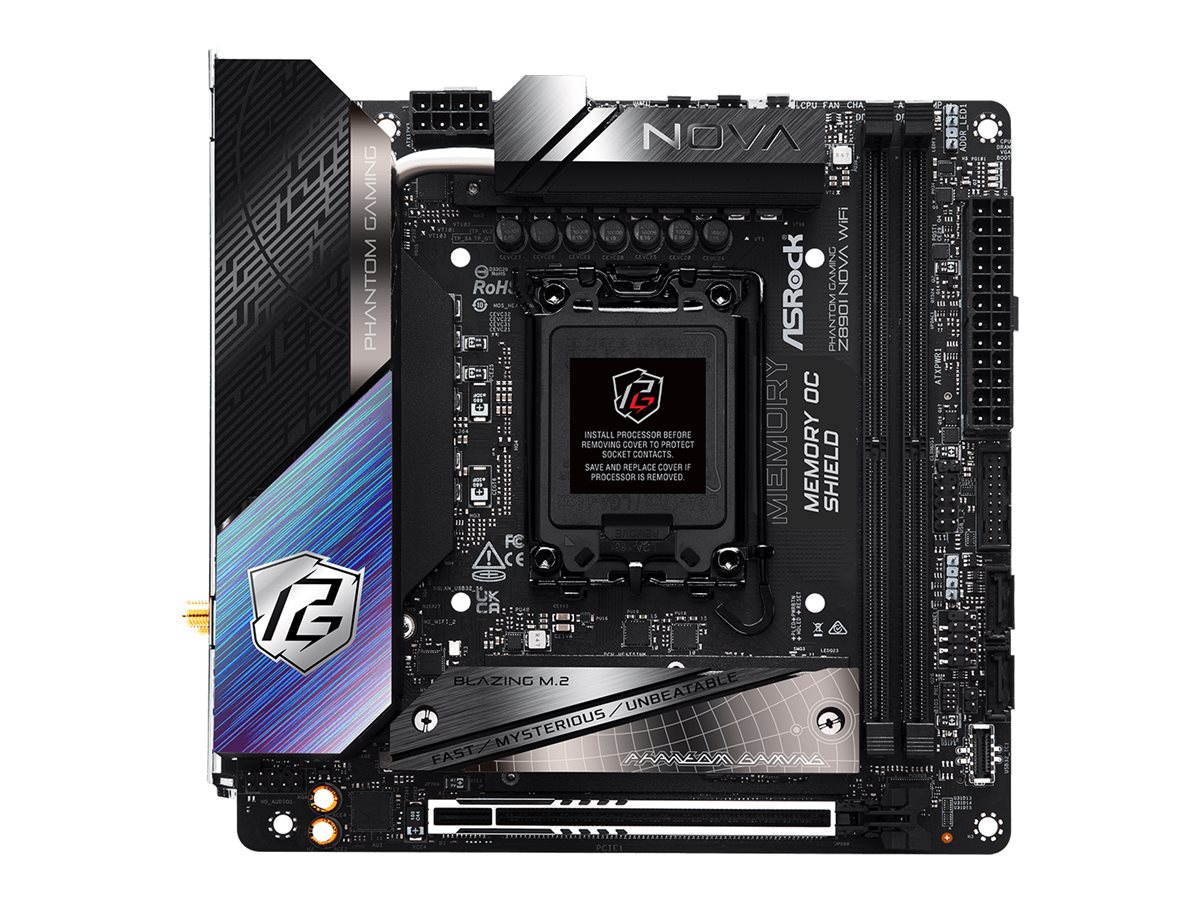 ASRock Phantom Gaming Z890I NOVA WIFI - Motherboard - Mini-ITX - LGA1851 Sockel - Z890 Chipsatz - USB4, USB 3.2 Gen 2, USB-C 3.2 Gen 2x2, USB 3.2 Gen 1 - 5 Gigabit Ethernet, Wi-Fi 7, Bluetooth - Onboa