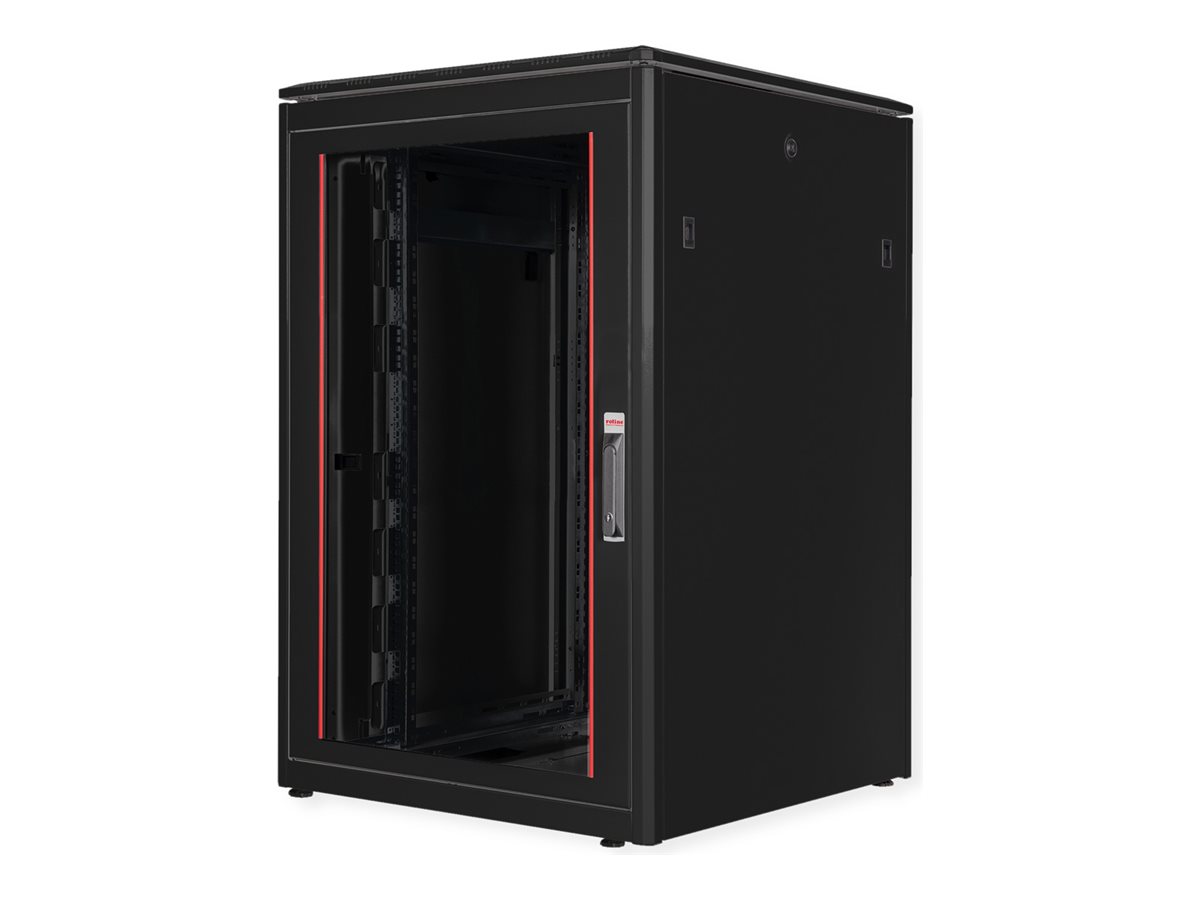 ROLINE Pro - Schrank Netzwerkschrank - mit Glastür, 800 x 800 mm (B x T)RAL 9005 - Jet Black - 22U - 48.3 cm (19")