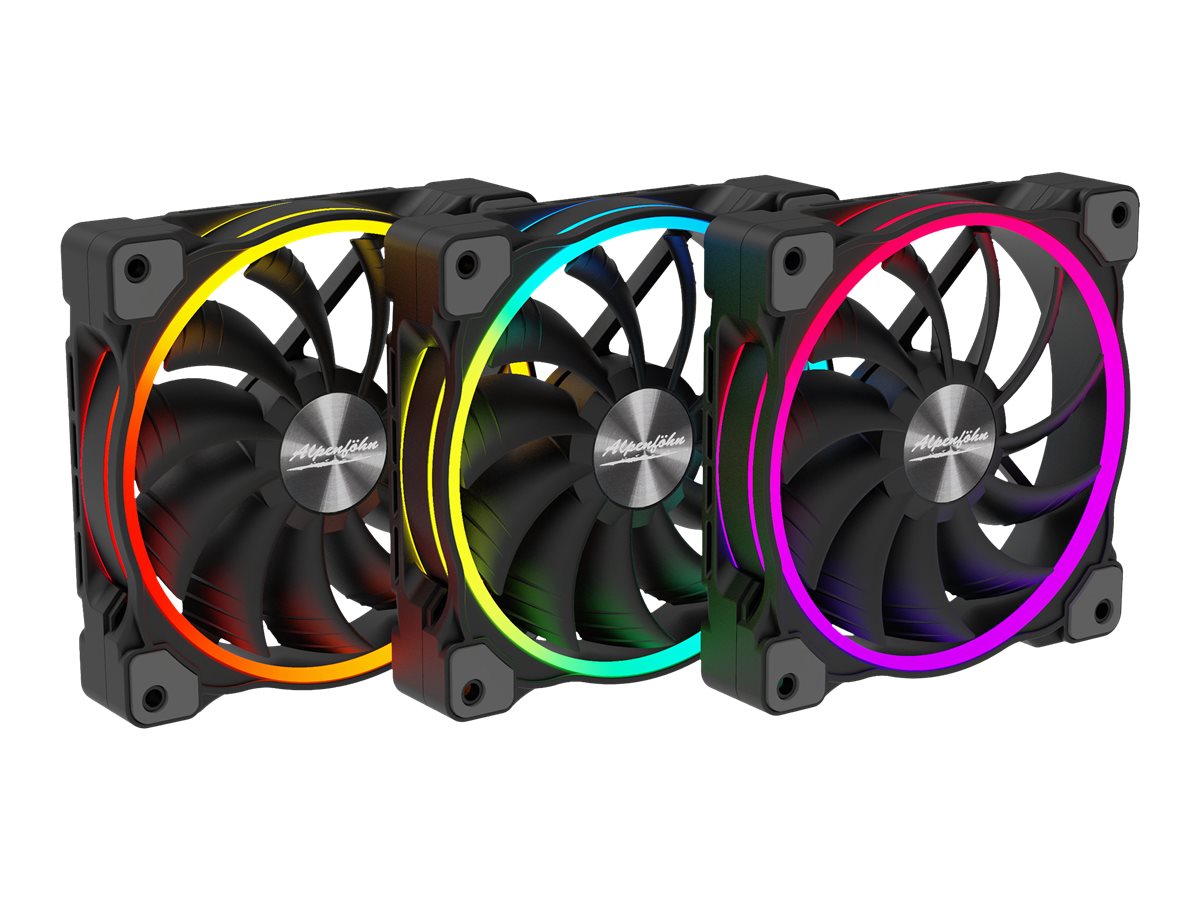 Alpenföhn Wing Boost 3 ARGB High Speed - Gehäuselüfter - 120 mm - Schwarz (Packung mit 3)