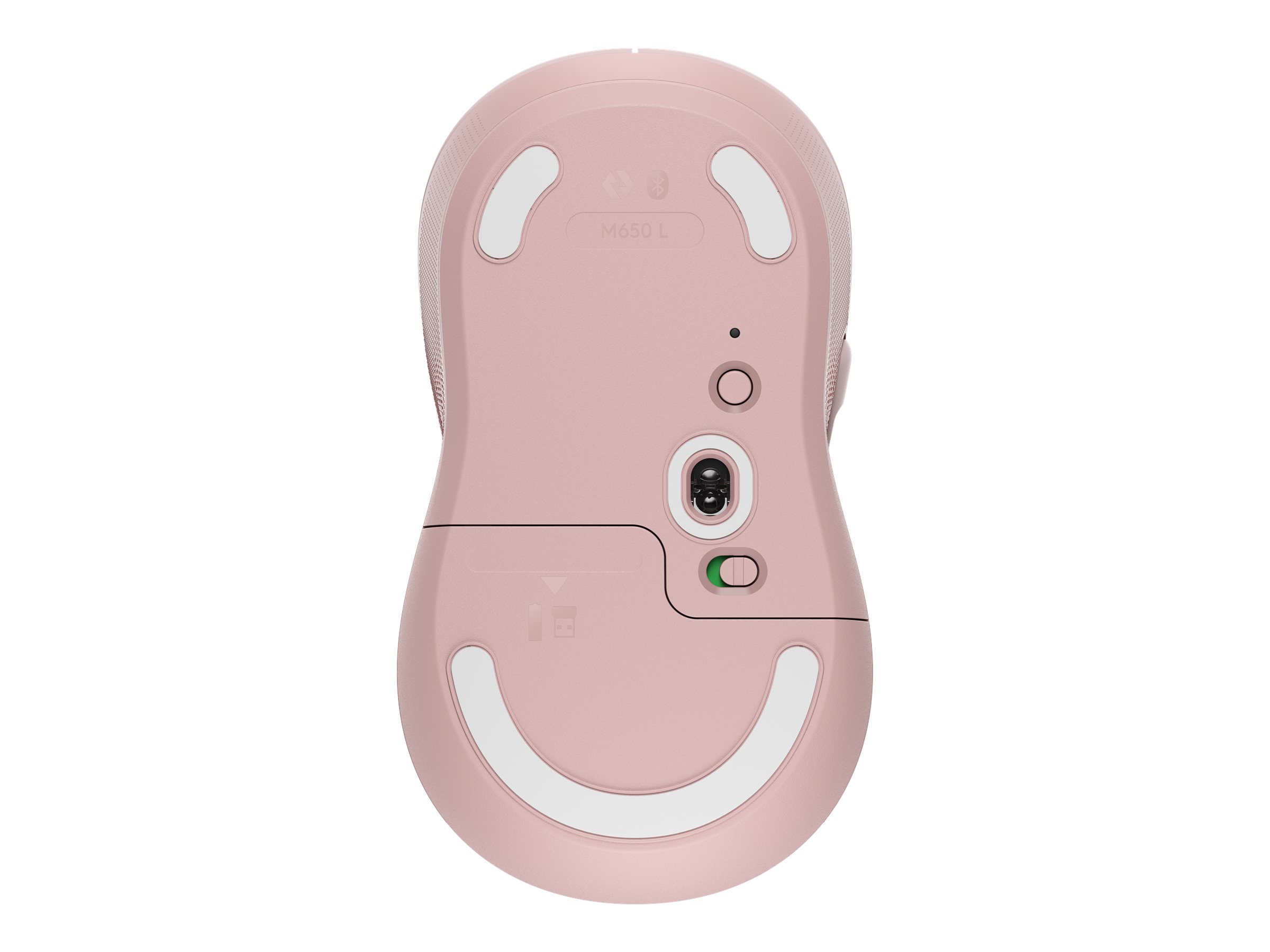 Logitech Signature M650 Large - Maus - großeGröße - optisch - 5 Tasten - kabellos - 2.4 GHz - Bluetooth - Logitech Logi Bolt USB-Empfänger - rosé
