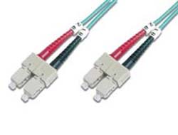 DIGITUS LWL Multimode OM 3 Patchkabel, SC / SCzu SC multi-mode (M) - 2 m - Glasfaser - Duplex - 50/125 Mikrometer - OM3 - halogenfrei - Aquamarin