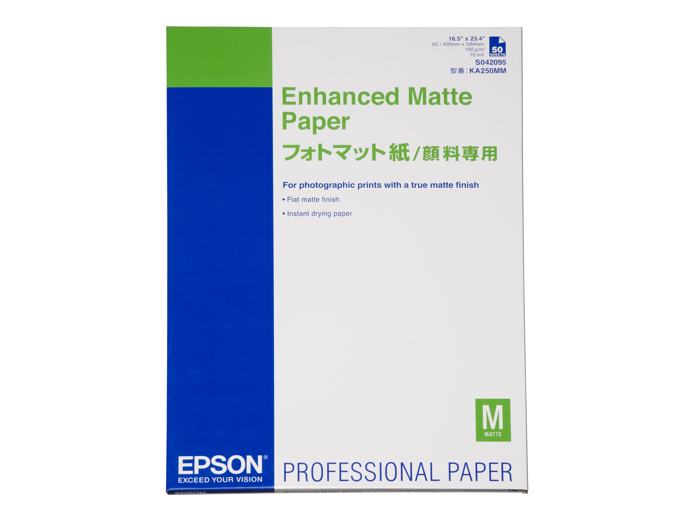 Epson Enhanced Matte - Matt - 260 Mikron - A2 (420 x 594 mm)192 g/m² - 50 Blatt Papier - für SureColor P5000 - SC-P7500 - P900 - P9500 - T2100 - T3100 - T3400 - T3405 - T5100 - T5400 - T5405