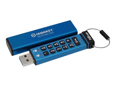 Kingston IronKey Keypad 200 - USB-Flash-Laufwerkverschlüsselt - FIPS 140-3 Level 3 - 16 GB - USB 3.2 Gen 1