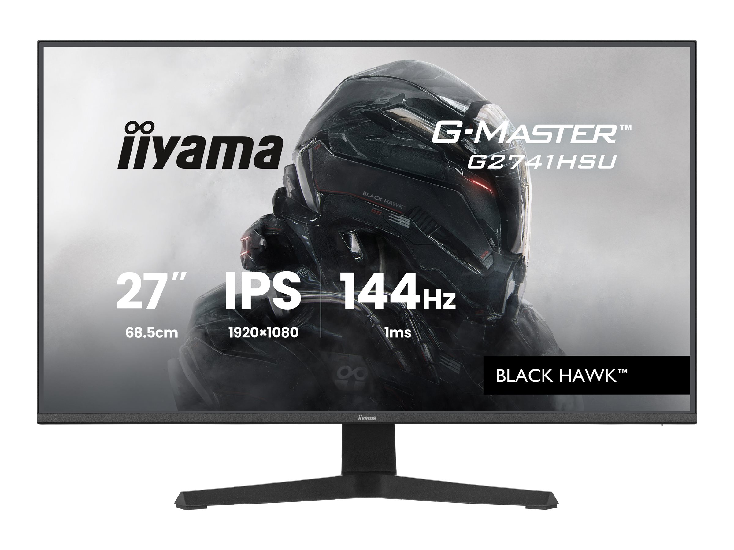 Iiyama G-MASTER Black Hawk G2741HSU-B1 - LED-Monitor - Gaming - 69 cm (27")1920 x 1080 Full HD (1080p) @ 144 Hz - IPS - 350 cd/m² - 1500:1 - 1 ms - HDMI - DisplayPort - Lautsprecher - Schwarz - Matte
