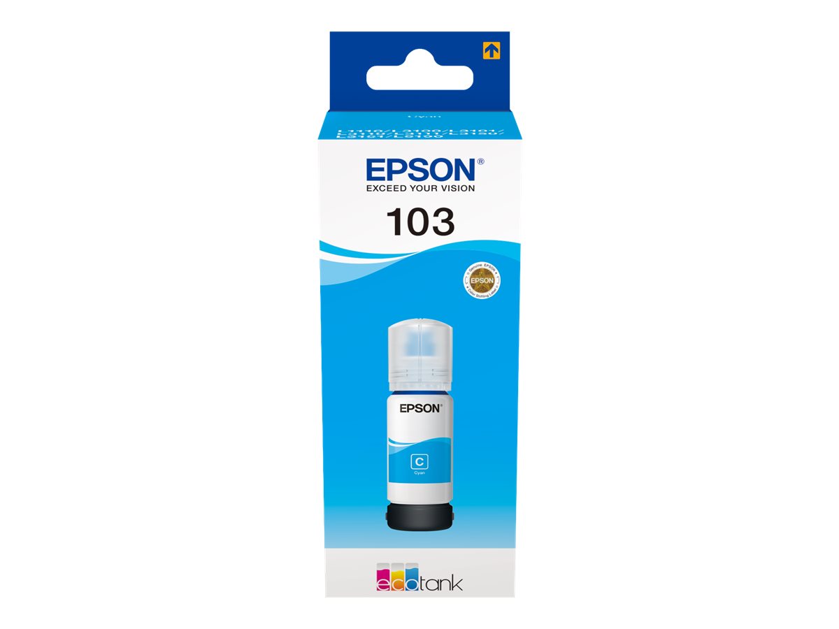 Epson 103 - 65 ml - Cyan - original - Nachfülltintefür Epson L1210 - L3210 - L3211 - L3250 - L3251 - L3256 - L3260 - L3266 - L5296; EcoTank L11050 - L1250