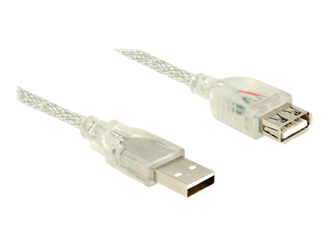 Delock USB-Verlängerungskabel - USB (W) zu USB (M)USB 2.0 - 1 m - durchsichtig