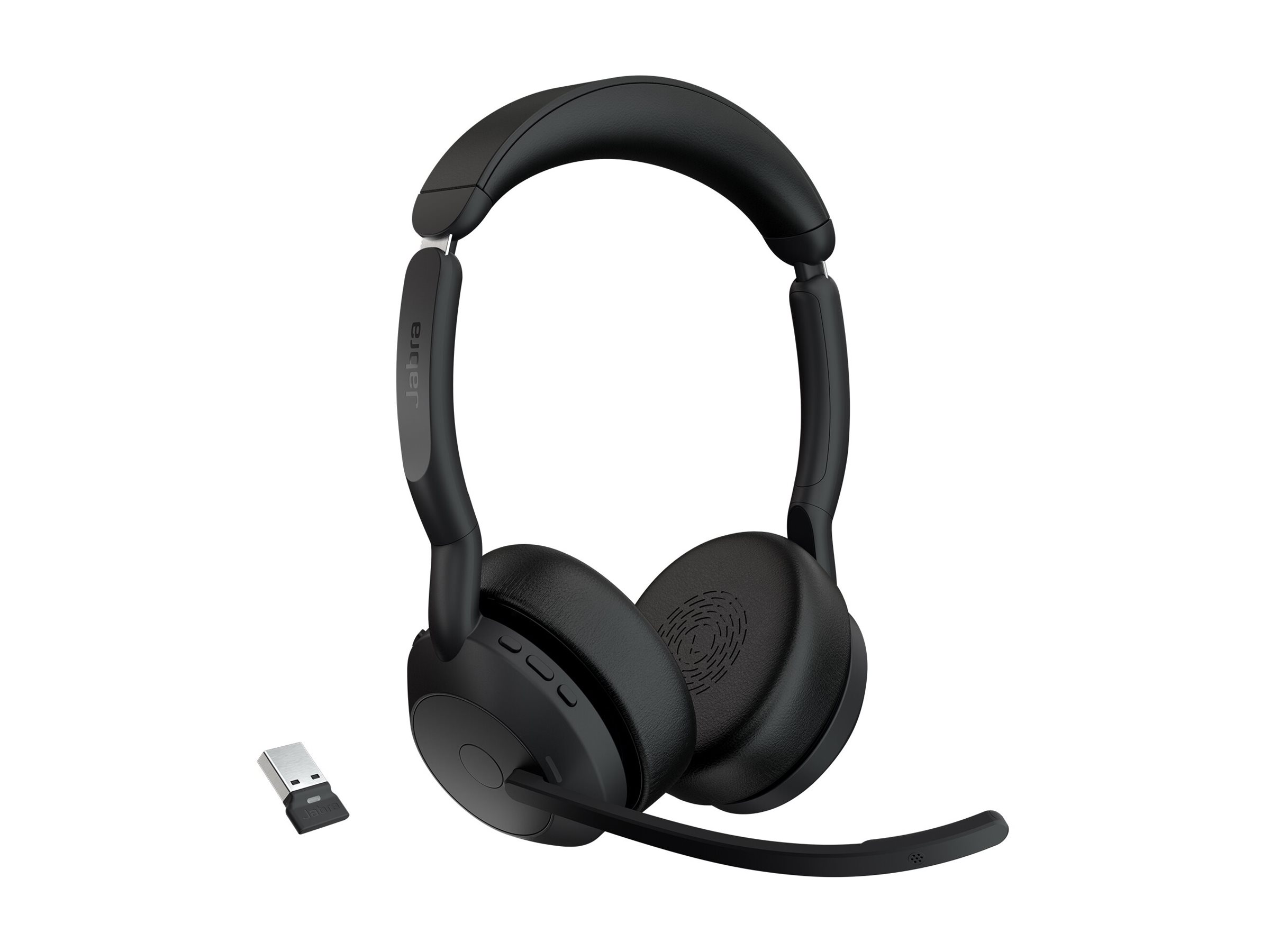 Jabra Evolve2 55 UC Stereo - Headset - On-EarBluetooth - kabellos - aktive Rauschunterdrückung - USB-A - Schwarz - Optimiert für UC