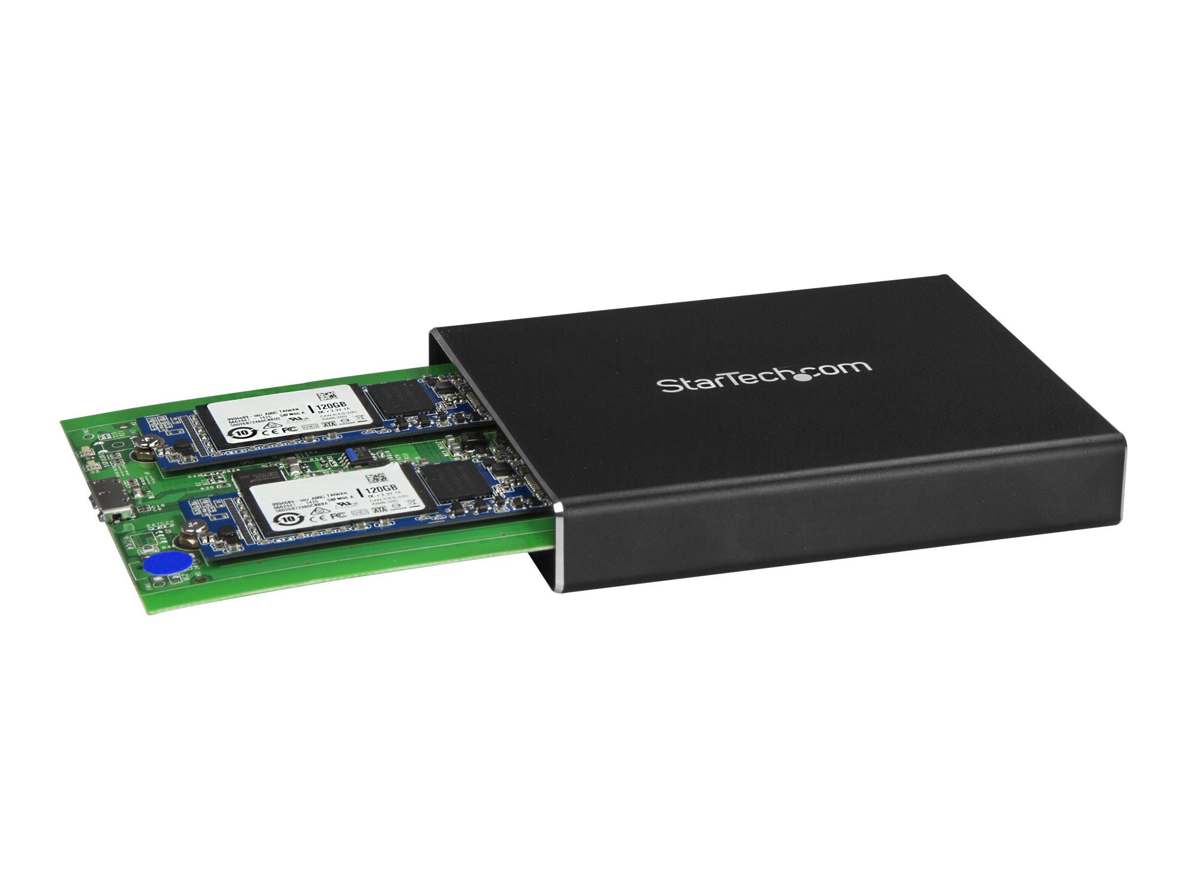 StarTech.com StarTech SSD Festplattengehäuse für zwei M.2 Festplatten - USB 3.1 Type C - USB C Kabel - USB 3.1 Case zu 2x M2 Adapter - Flash-Speicher-Array - 2 Schächte - USB 3.1 (extern)für P/N: TBLT