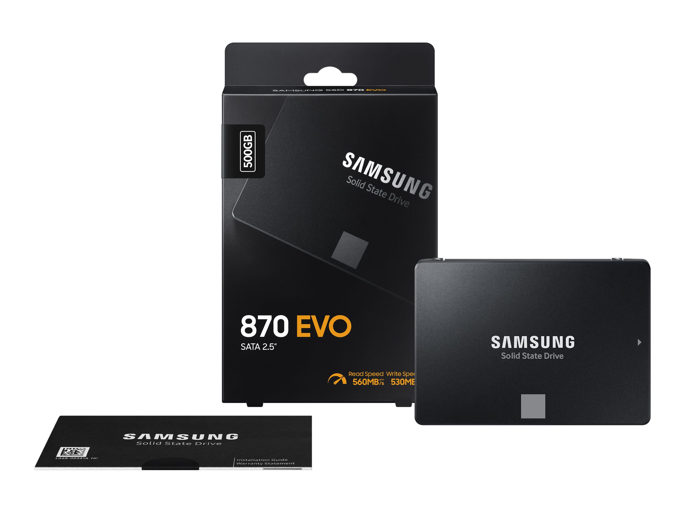 Samsung 870 EVO MZ-77E500B - SSD - verschlüsselt - 500 GB - intern - 2.5" (6.4 cm)SATA 6Gb/s - Puffer: 512 MB - 256-Bit-AES - TCG Opal Encryption