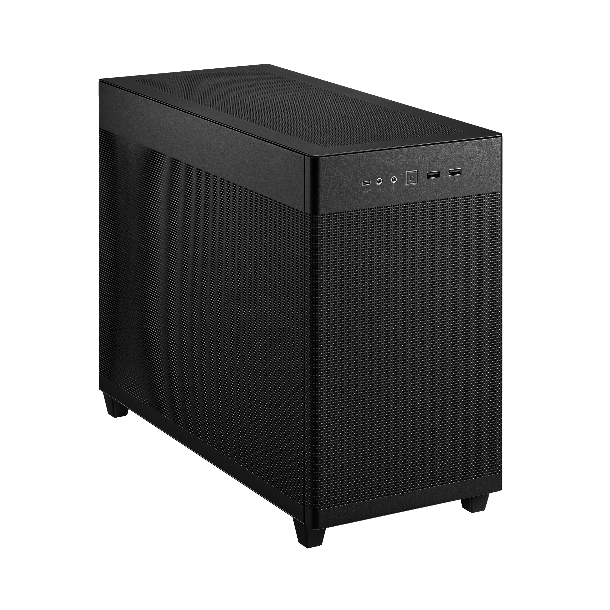 ASUS Prime AP201 - Kleiner Turm - micro ATX - Seitenteil mit Fenster (gehärtetes Glas)keine Spannungsversorgung - Schwarz - USB/Audio