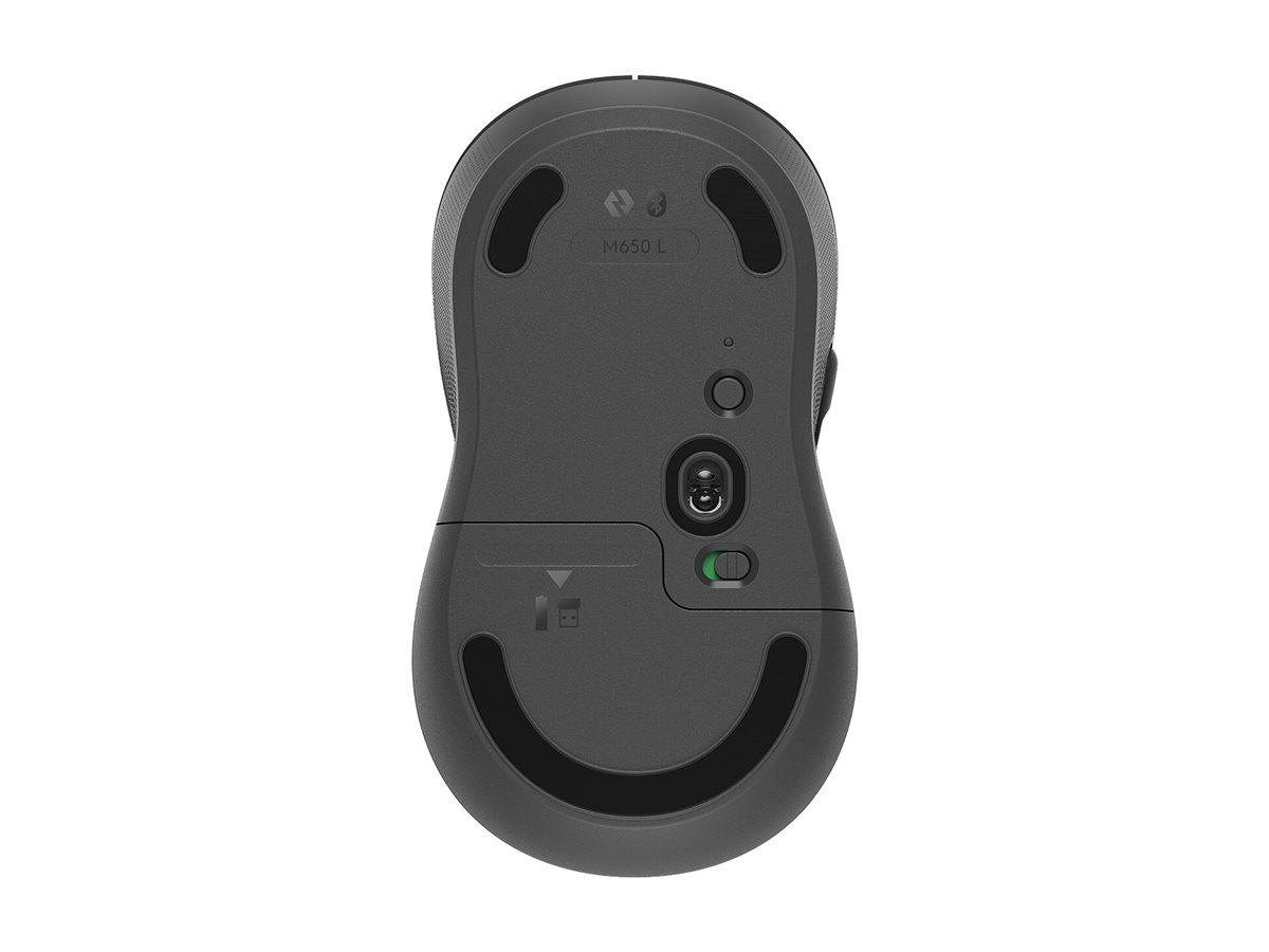 Logitech Signature M650 Large - Maus - großeGröße - optisch - 5 Tasten - kabellos - 2.4 GHz - Bluetooth - Logitech Logi Bolt USB-Empfänger - Graphite