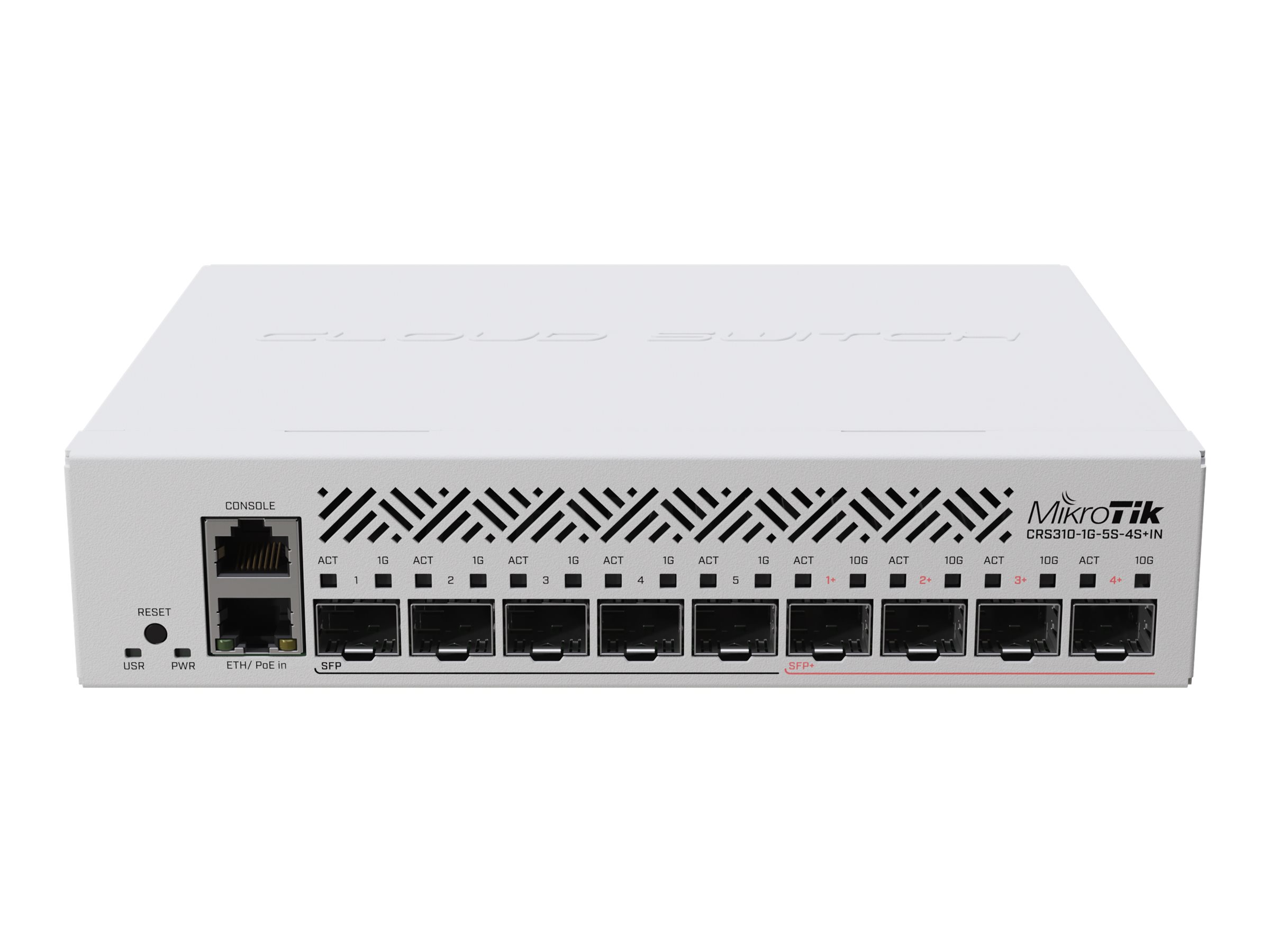 MikroTik CRS310-1G-5S-4S+IN - Switch - L3 - 5x Gigabit SFP + 4 x 10 Gigabit SFP+ + 1 x 10/100/1000 - Desktop - an Rack montierbar - PoE+ - DC-Stomversorgung