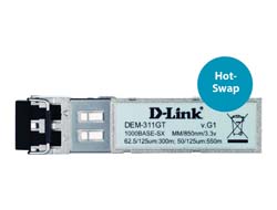 D-Link DEM 311GT - SFP (Mini-GBIC)-Transceiver-Modul1GbE - 1000Base-SX - LC Multi-Mode - bis zu 550 m - 850 nm - für DGS 12XX; DXS 1100 - 1210 - 3400 - 3600; Nuclias Cloud-Managed DBS-2000-10 - 2000-2