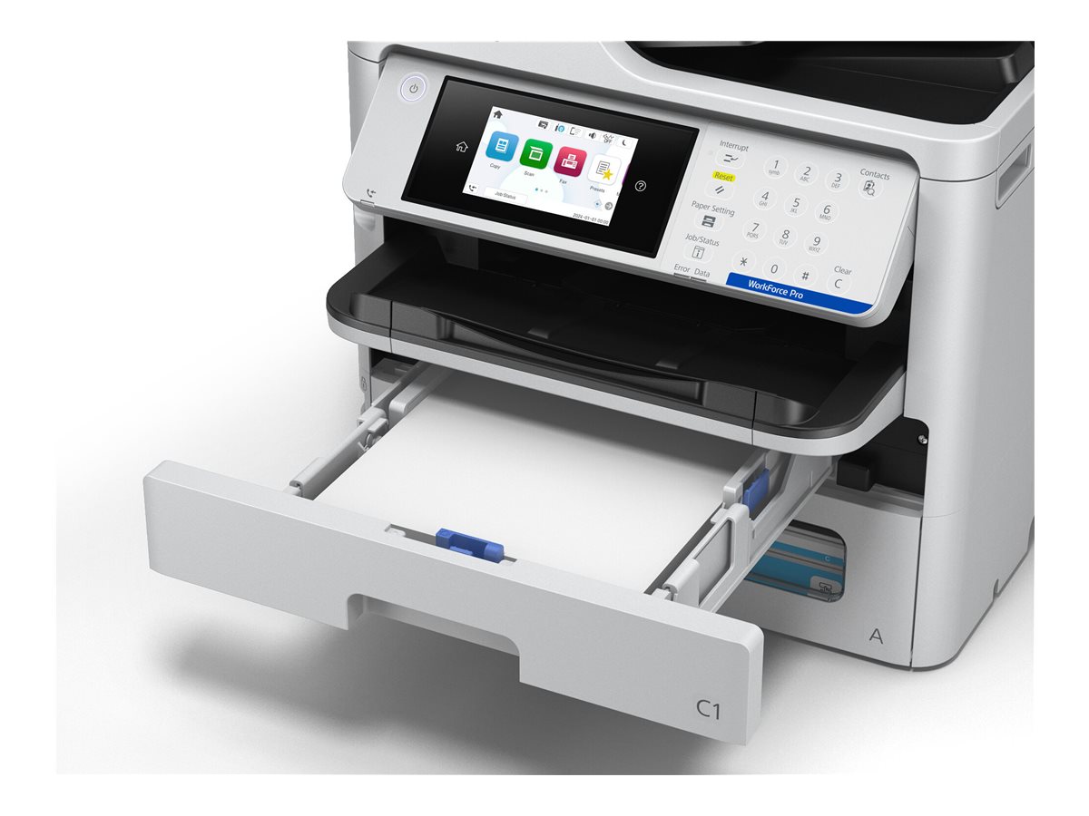 Epson WorkForce Pro EM-C800RDWF - Multifunktionsdrucker - Farbe - Tintenstrahl - A4 (210 x 297 mm)(Original) - A4/Legal (Medien) - bis zu 25 Seiten/Min. (Drucken) - 330 Blatt - 33.6 Kbps - USB 2.0 - G