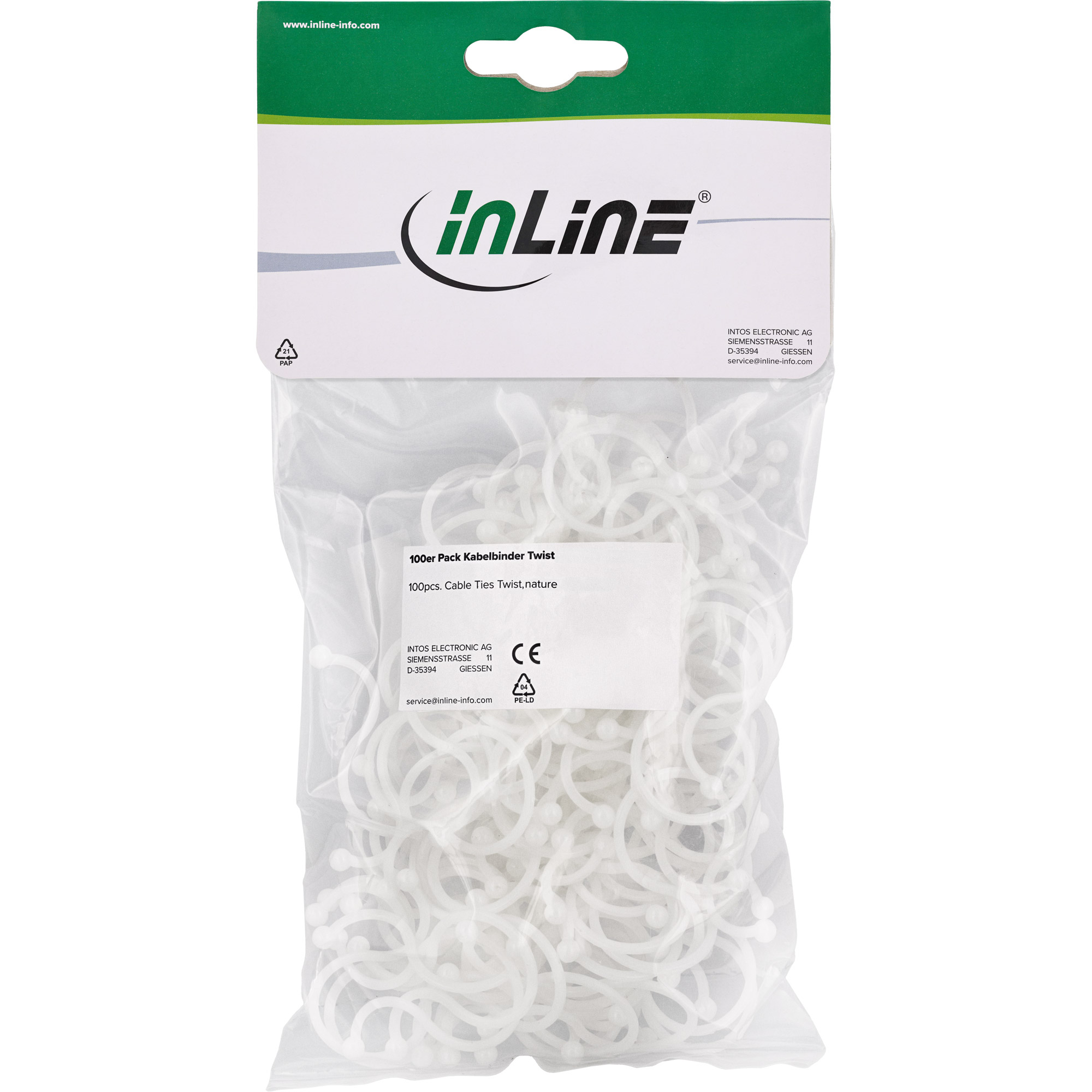InLine Kabelbinder Twist 10-13mm - natur - 100 Stückmit 100)