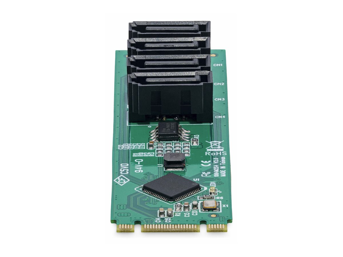 StarTech.com 4-Port M.2 to SATA Adapter CardM.2 PCIe 3.0 to SATA HDD/SSD Expansion Card - ASM1064 Chipset - M.2 NVMe to 4x HDD/SSD for Windows/macOS/Linux - Schnittstellenadapter - SATA - M.2 Card - g