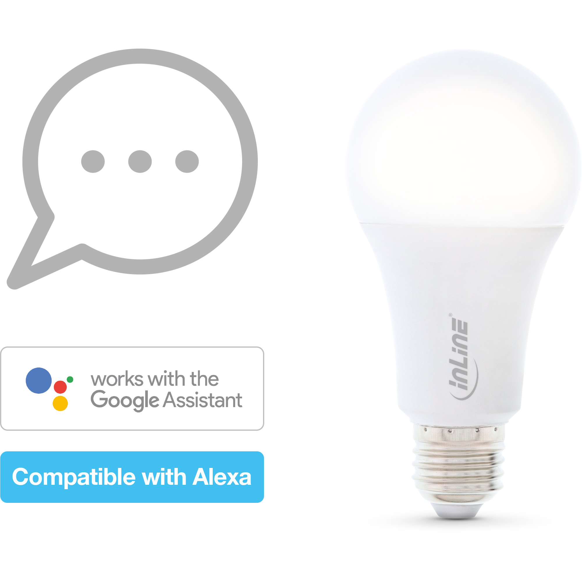 InLine SmartHome LED Lampe RGB E27 - 900LMA+ - RGB/warmweißes Licht/kaltweißes Licht - 2700-6500 K