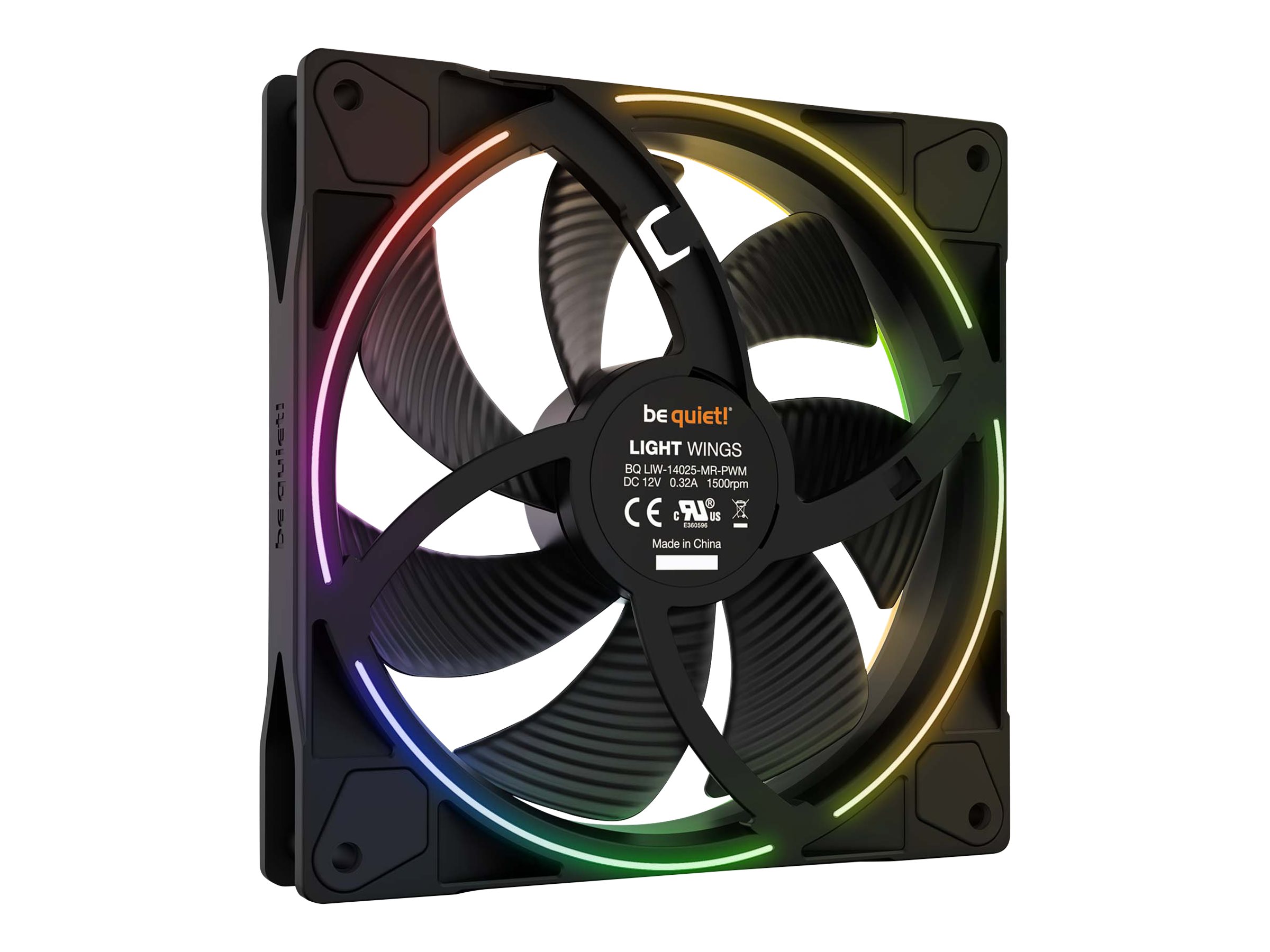 Be Quiet! Light Wings - Gehäuselüfter - PWM - 140 mm - Schwarz (Packung mit 3)1.500 rpm - 13,2 V - 55,96 cfm - CE