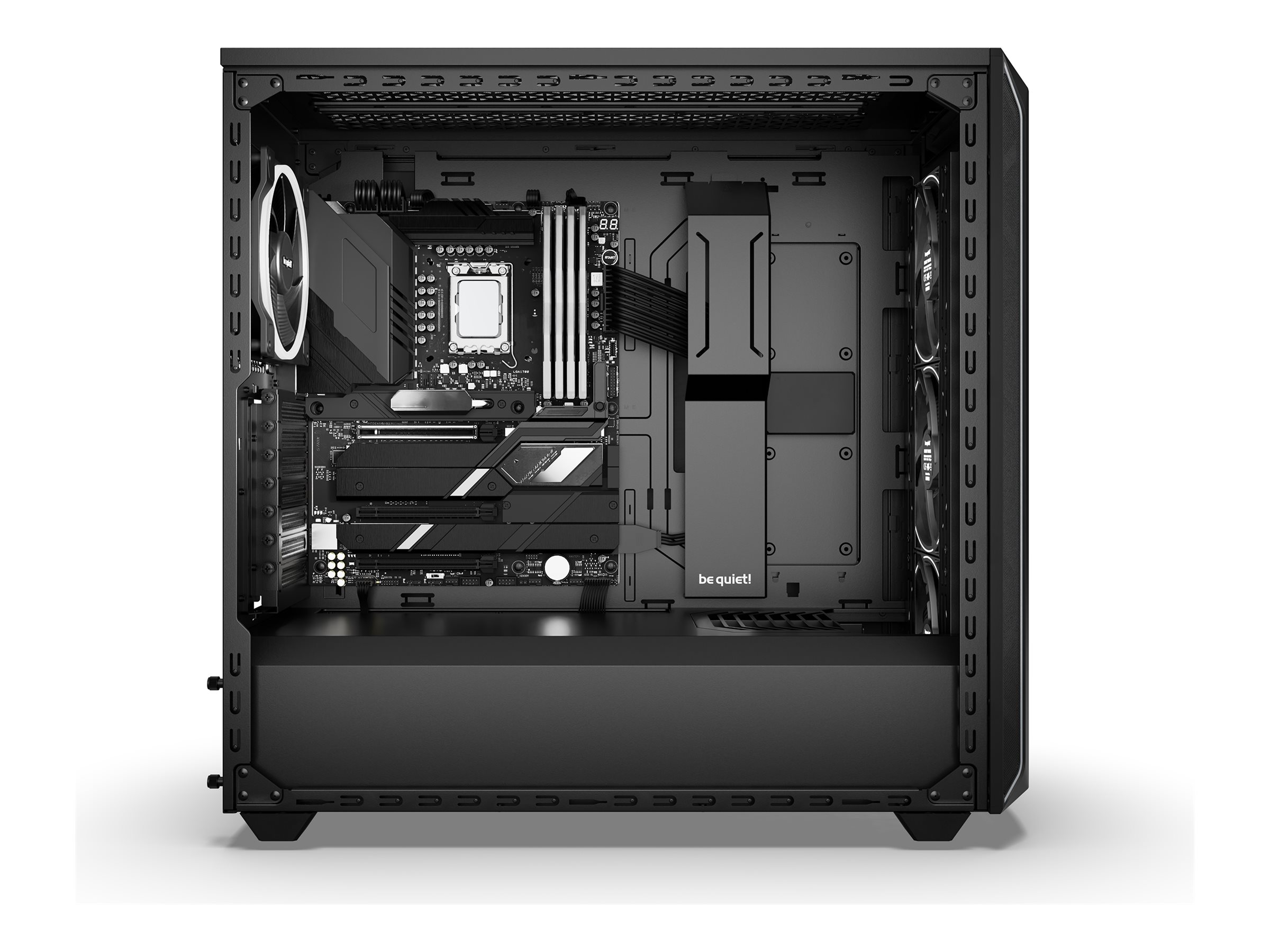 Be Quiet! SHADOW BASE 800 FX - Midi-Tower - E-ATX - Seitenteil mit Fenster (gehärtetes Glas)keine Spannungsversorgung (ATX / PS/2) - Schwarz - USB/Audio