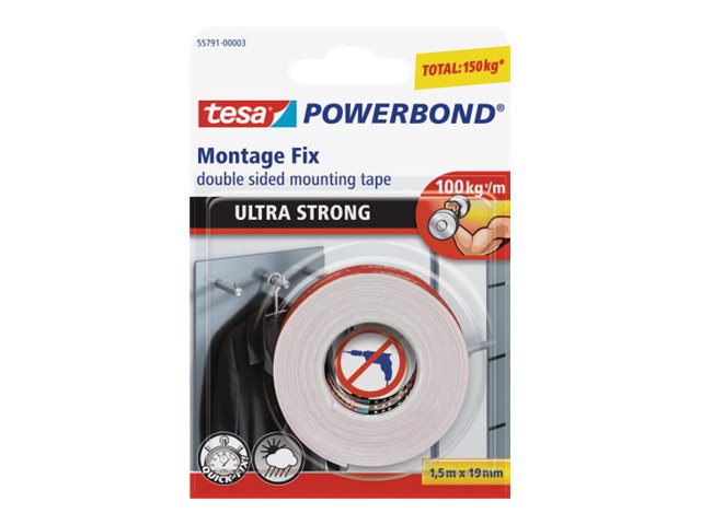Tesa Powerbond Ultra Strong - DoppelseitigesKlebeband - 19 mm x 1.5 m
