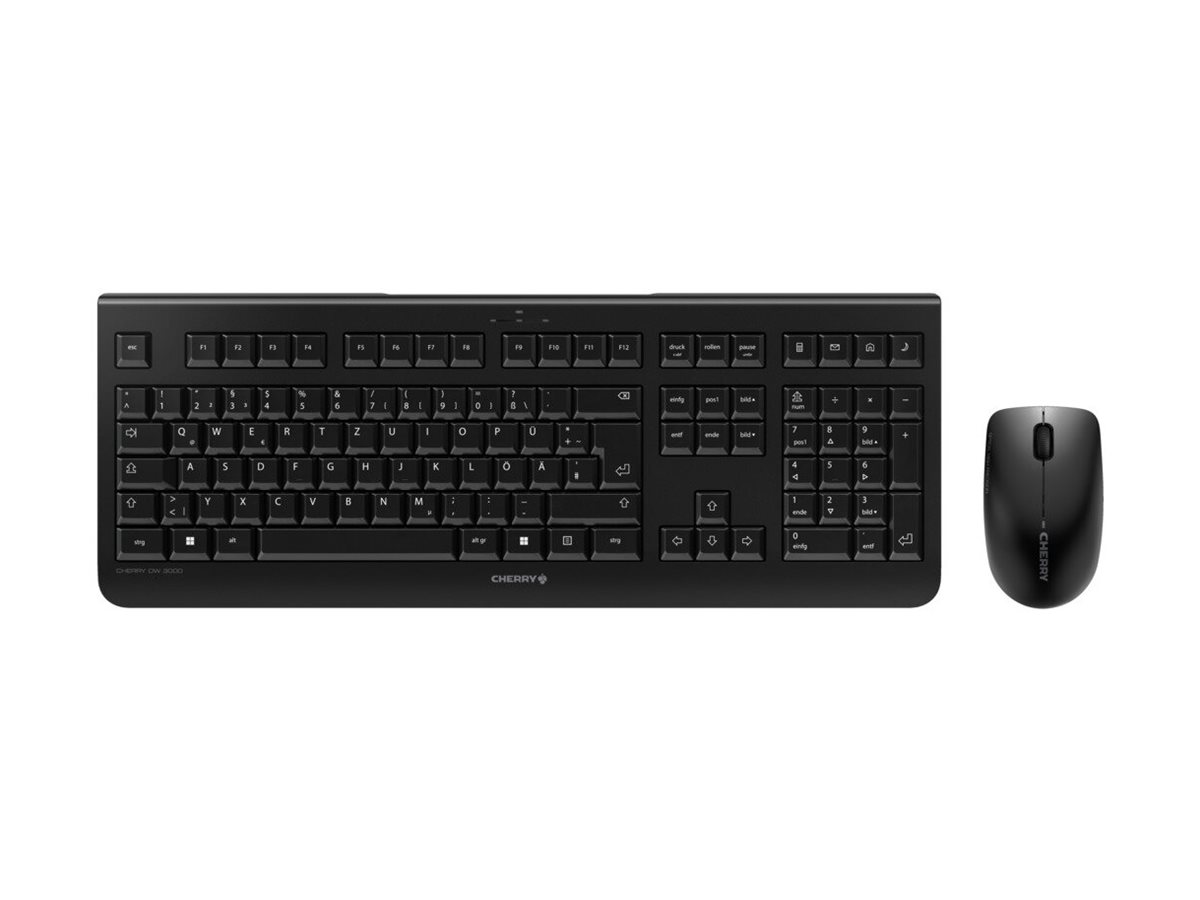Cherry DW 3000 - Tastatur-und-Maus-Set - kabellos2.4 GHz - Belgien - Tastenschalter: CHERRY LPK - Schwarz