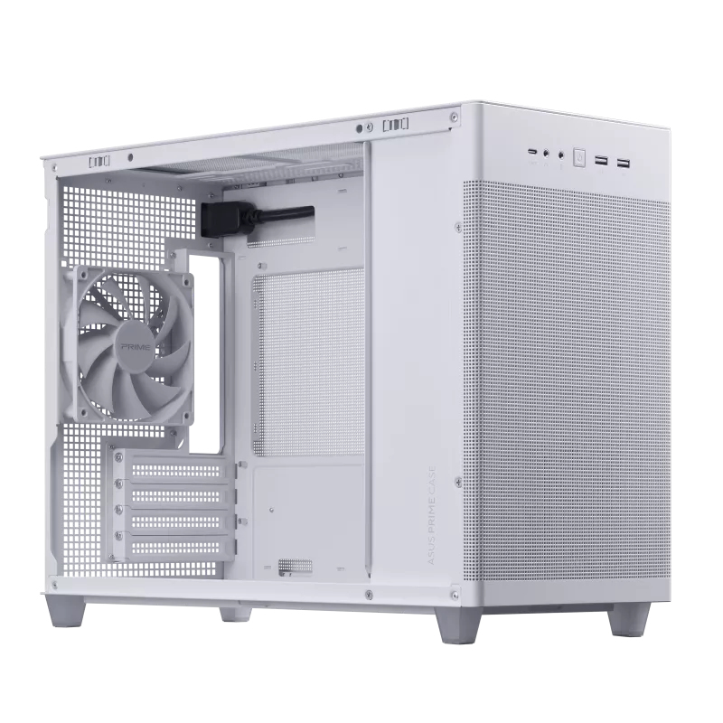 ASUS Prime AP201 - Kleiner Turm - micro ATX - Seitenteil mit Fenster (gehärtetes Glas)keine Spannungsversorgung - weiß - USB/Audio