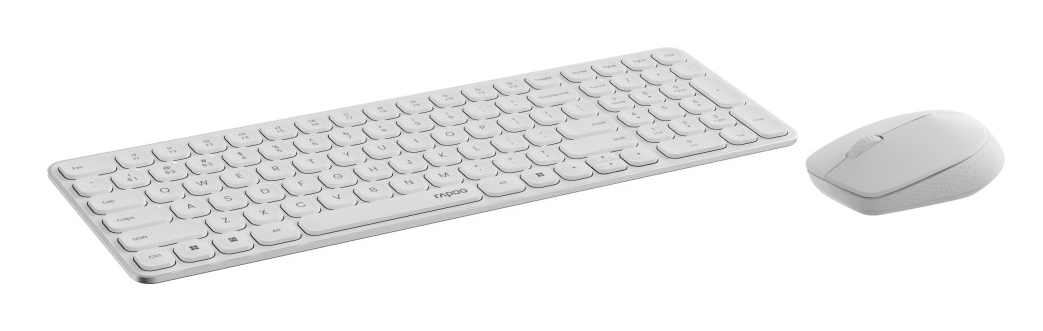 Rapoo 9310M, Volle Größe (100%), Kabellos, RF Wireless + Bluetooth, Weiß, Maus enthalten2.4 GHz RF/Bluetooth - 365 d - AAA - 10 m - Weiß