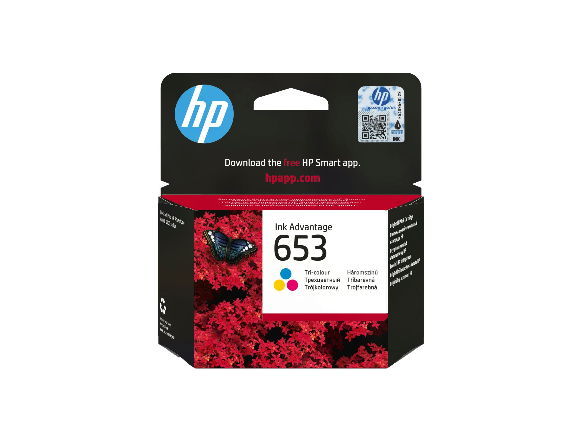 HP 653 - 5 ml - Farbe (Cyan, Magenta, Gelb) -original - Ink Advantage - Tintenpatrone - für DeskJet Plus Ink Advantage 6075 - Ink Advantage 6475 - Ink Advantage 6475 All-in-On