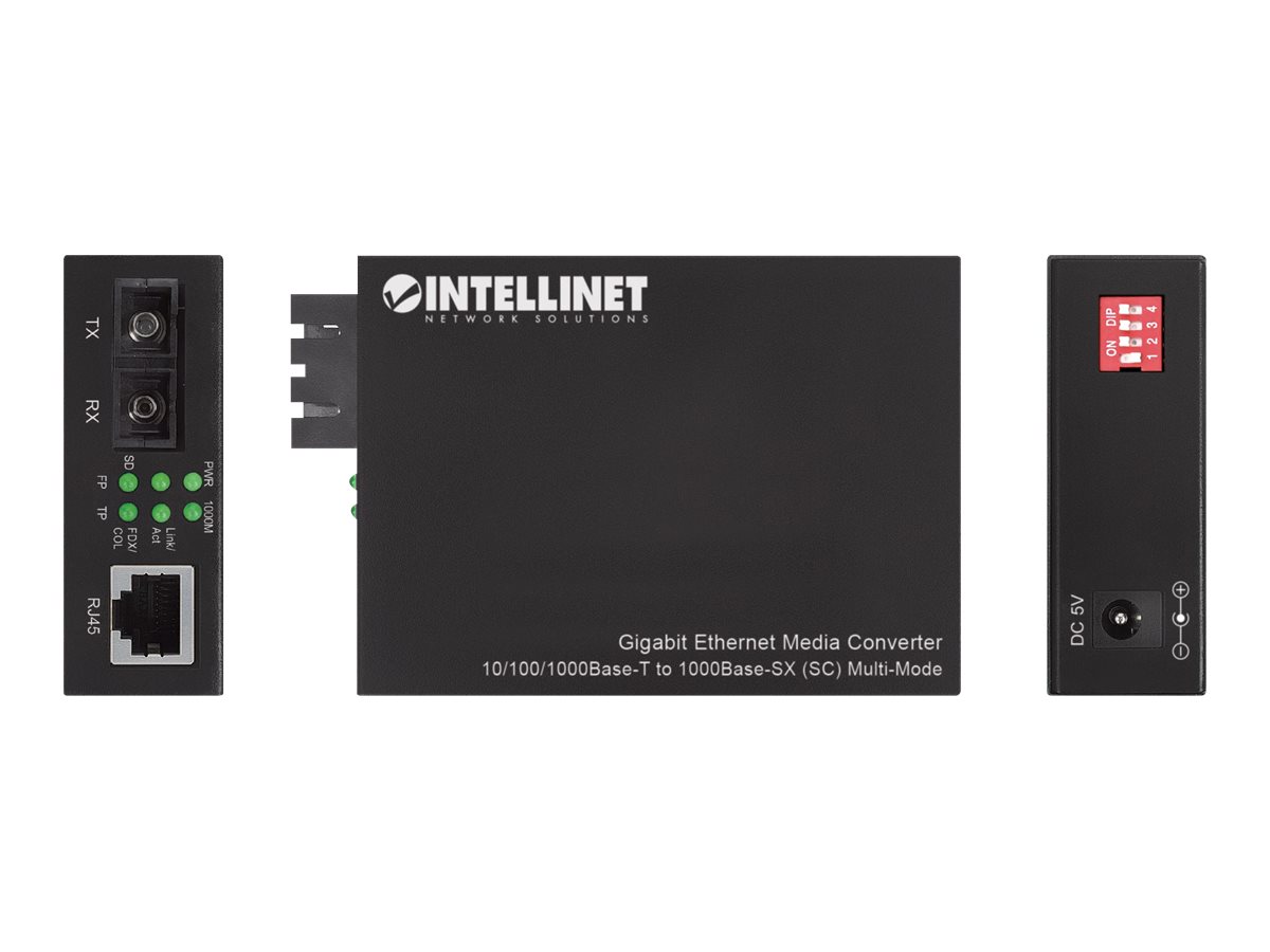 Intellinet Medienkonverter - 1GbE - 10Base-T1000Base-SX - 100Base-TX - 1000Base-T - RJ-45 / SC multi-mode - bis zu 550 m - 850 nm