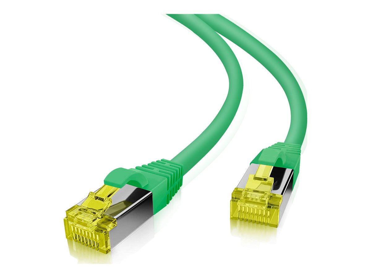 Helos Patch-Kabel - RJ-45 (M) zu RJ-45 (M)7.5 m - 6 mm - SFTP - PiMF - CAT 7 (Kabel) / CAT 6a (Anschlüsse) - halogenfrei - Knickschutzmanschette - grün