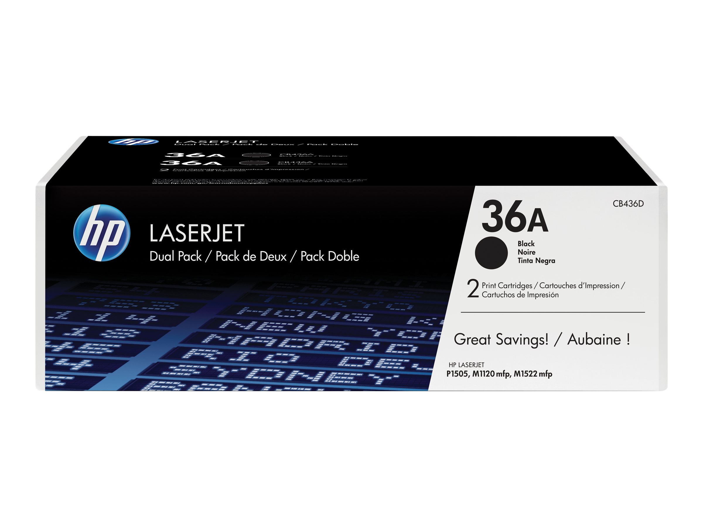 HP 36A - 2er-Pack - Schwarz - original - LaserJet - Tonerpatrone (CB436AD) für LaserJet P1505 - P1505n