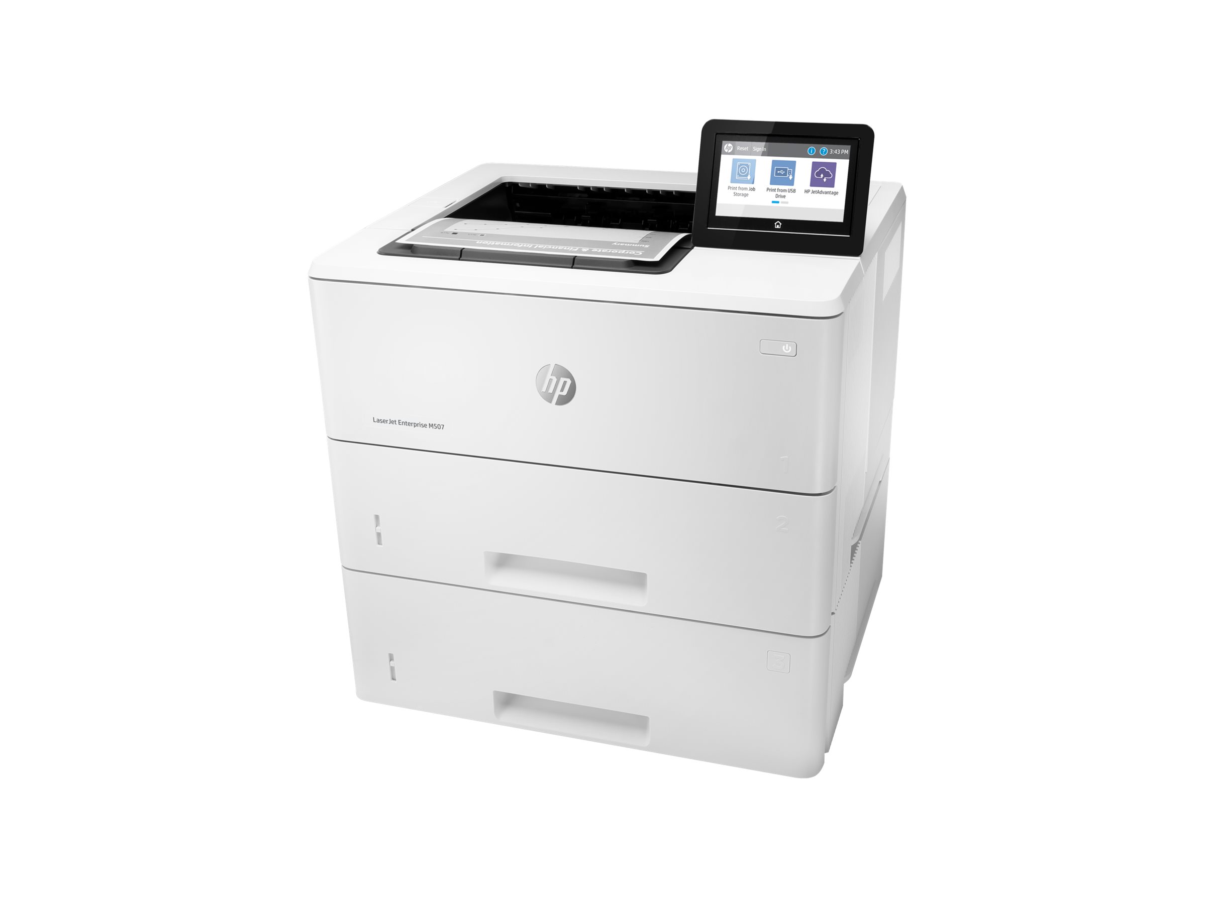 HP LaserJet Enterprise M507x - Drucker - s/wDuplex - Laser - A4/Legal - 1200 x 1200 dpi - bis zu 43 Seiten/Min. - Kapazität: 1200 Blätter - USB 2.0 - Gigabit LAN - Wi-Fi(n) - USB 2.0-Host - Bluetooth