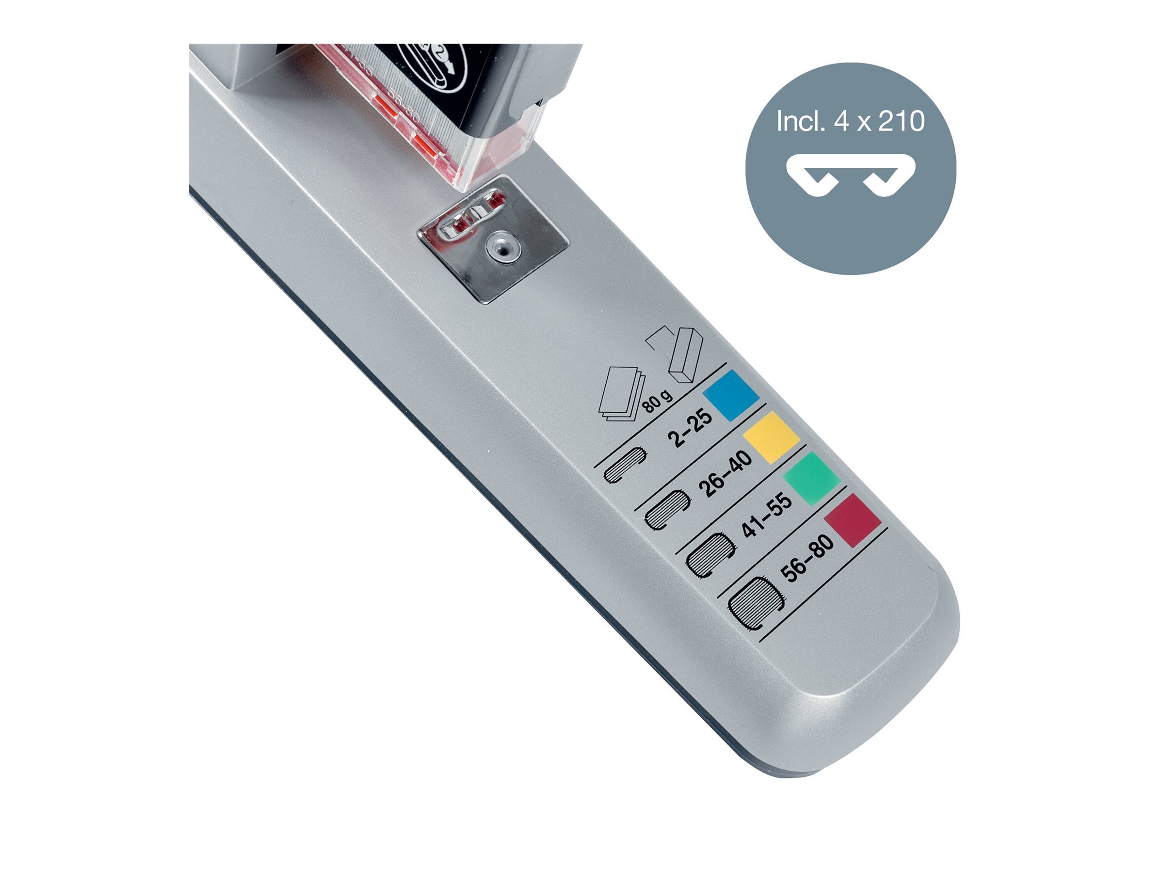Esselte Leitz Hefter - strapazierbar - 80 Blätter /8 mm - Kunststoff - Metall - Silber