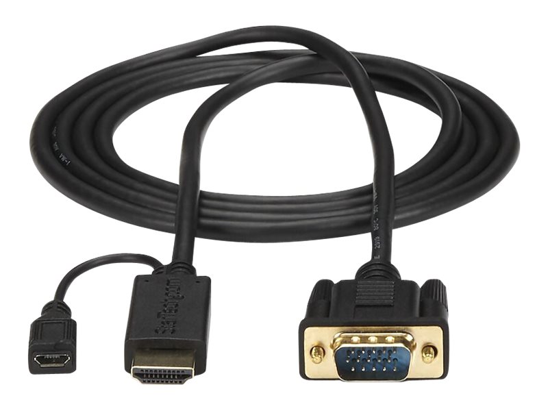StarTech.com 1,8m aktives HDMI auf VGA Konverter Kabel - HDMI zu VGA Adapter 180cm - Schwarz - 1920x1200 / 1080p - Adapterkabel - HDMI, Mikro-USB Typ B (nur Strom)zu HD-15 (VGA) männlich - 2 m - Schwa
