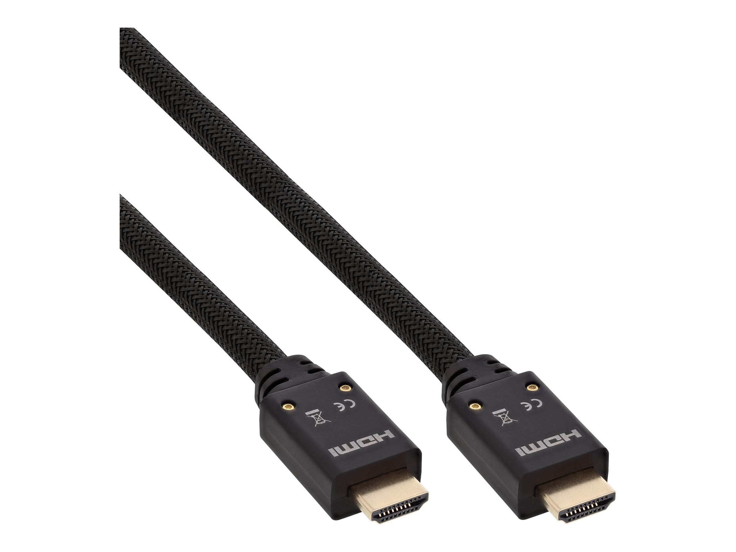 InLine HDMI Aktiv-Kabel - HDMI-High Speed mit Ethernet - 4K2K - ST/ST - 10mHDMI männlich zu HDMI männlich - 10 m - dreifach abgeschirmtes Twisted-Pair-Kabel - Schwarz - geformt - 4K Unterstützung - ak
