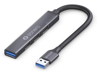 Sonero S-UH100-005, USB 3.2 Gen 1 (3.1 Gen 1) Type-A, USB 2.0 Type-A, USB 3.2 Gen 2 (3.1 Gen 2) Type-A, 5000 Mbit/s, Schwarz, Grau, 0,5 m, 1 Stück(e) 4-Port (1 x 3.2 Mit 5 GB/s - 3 x 2.0 Mit 480 MB/s)