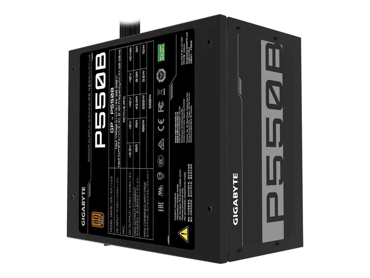 Gigabyte P550B - Netzteil (intern) - ATX12V 2.3180 PLUS Bronze - Wechselstrom 100-240 V - 550 Watt - aktive PFC