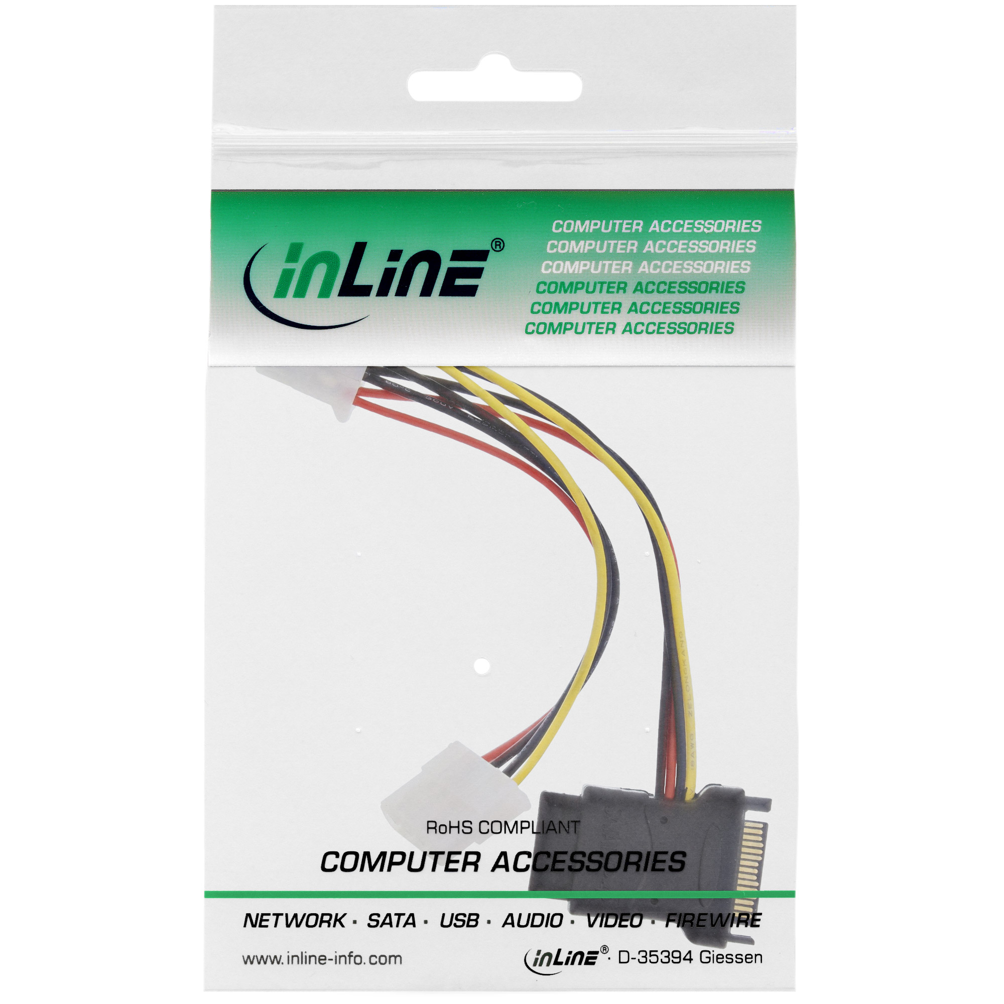 InLine SATA Stromadapterkabel - SATA Buchse an 3x 13,34cm (5,25") Stecker - 0,15m15 cm - verseilt