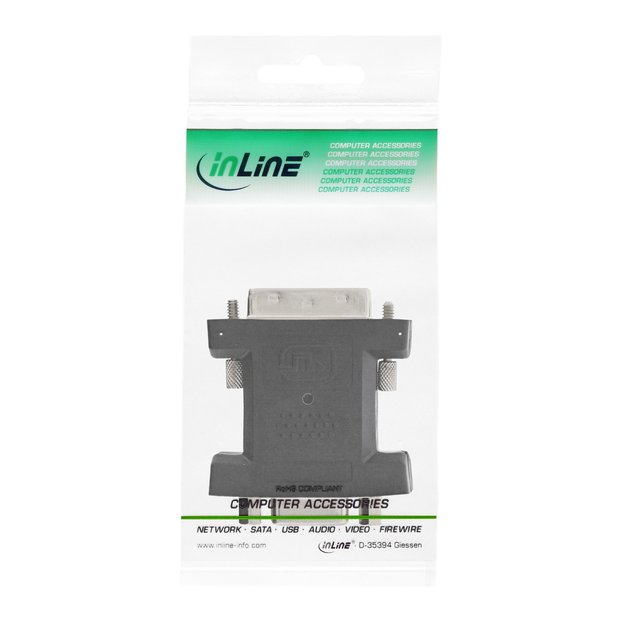 InLine DVI-A Adapter - Analog 12+5 Stecker auf 15pol HD Buchse (VGA)DVI-A Adapter - Analog 12+5 Stecker auf 15pol HD Buchse (VGA)