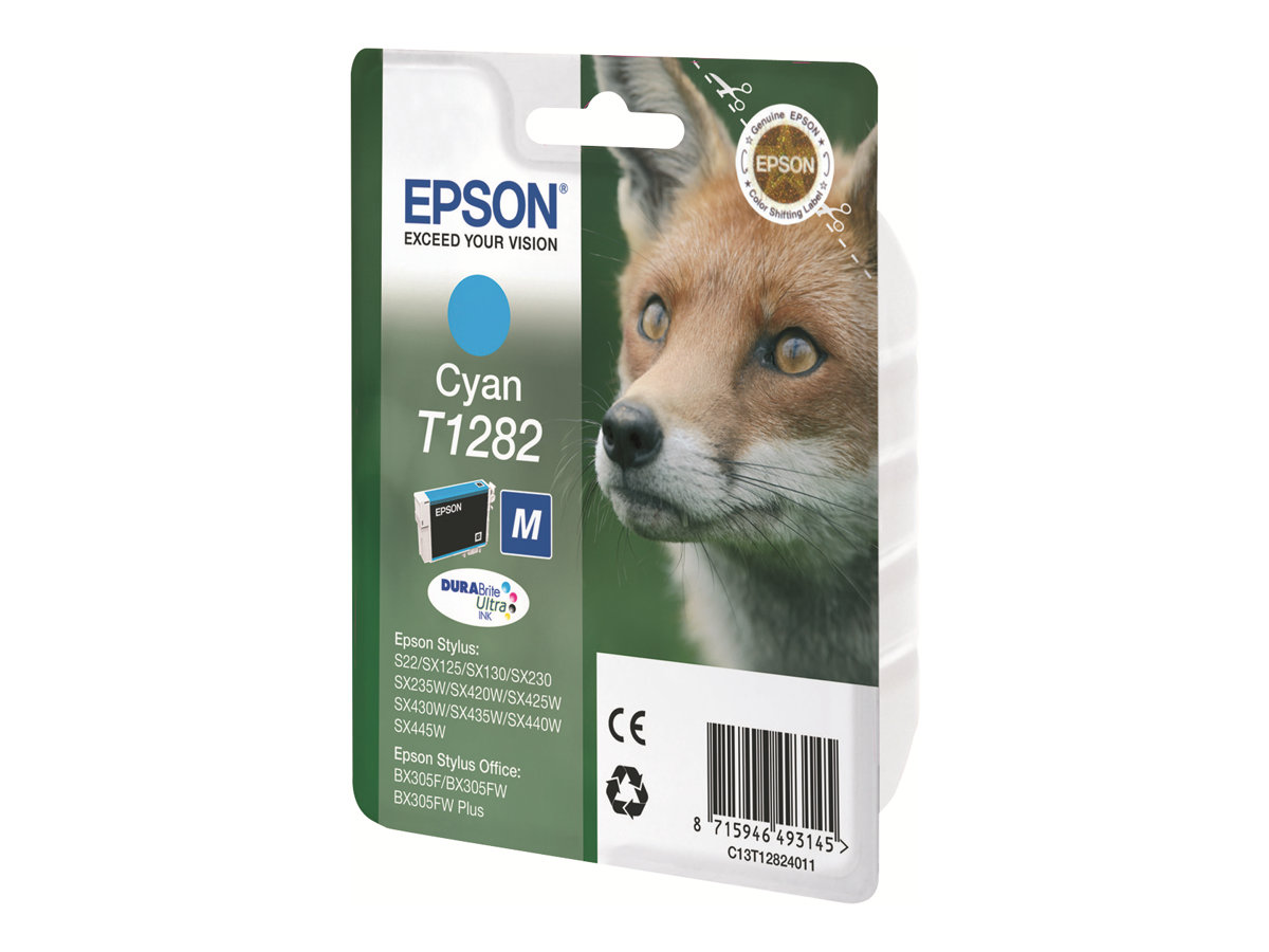 Epson T1282 - 3.5 ml - Cyan - original - BlisterverpackungTintenpatrone - für Stylus S22 - SX130 - SX230 - SX235 - SX430 - SX435 - SX438 - SX440 - SX445; Stylus Office BX305