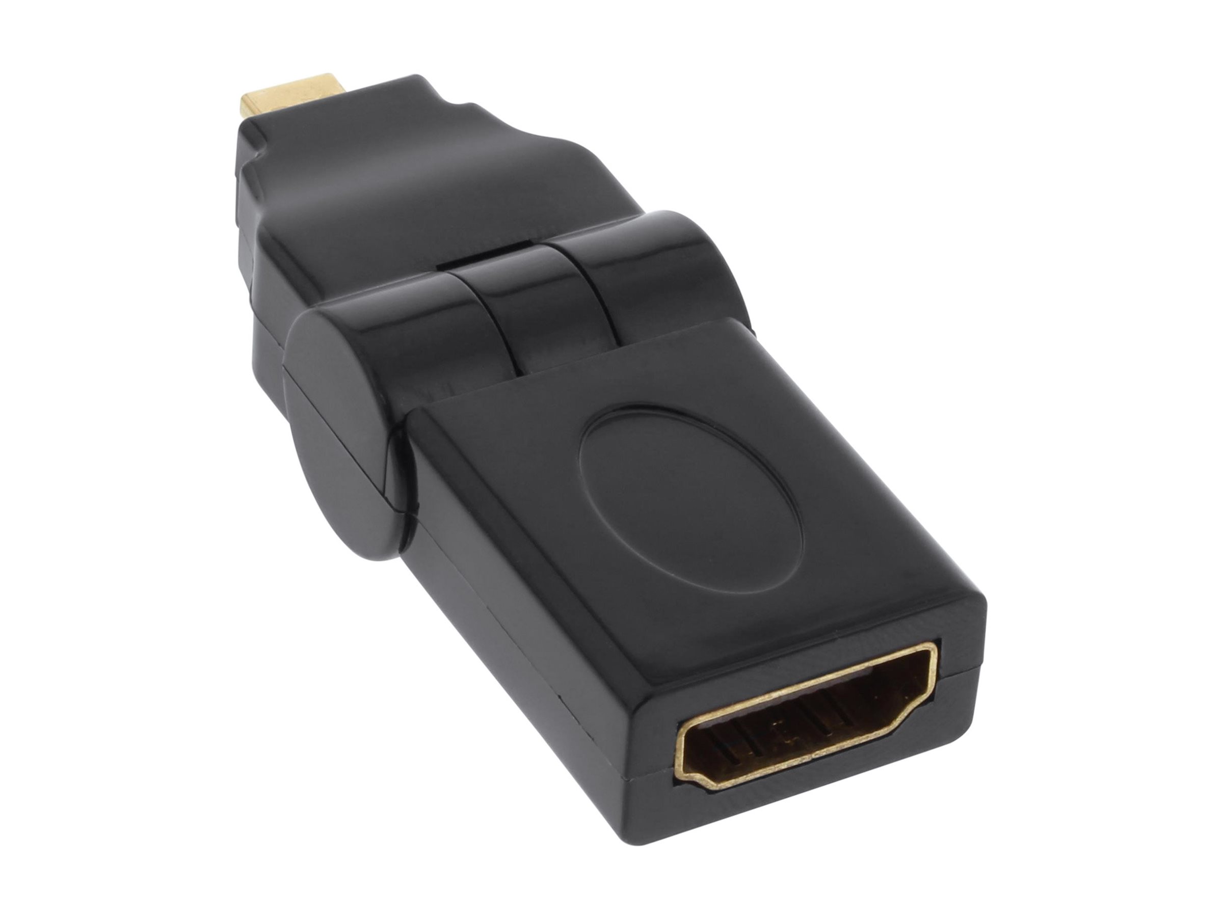 InLine HDMI Adapter - HDMI A Buchse auf Micro HDMI D Stecker - flexibel - 4K2KD männlich zu HDMI weiblich - Schwarz - 180° drehbarer Stecker