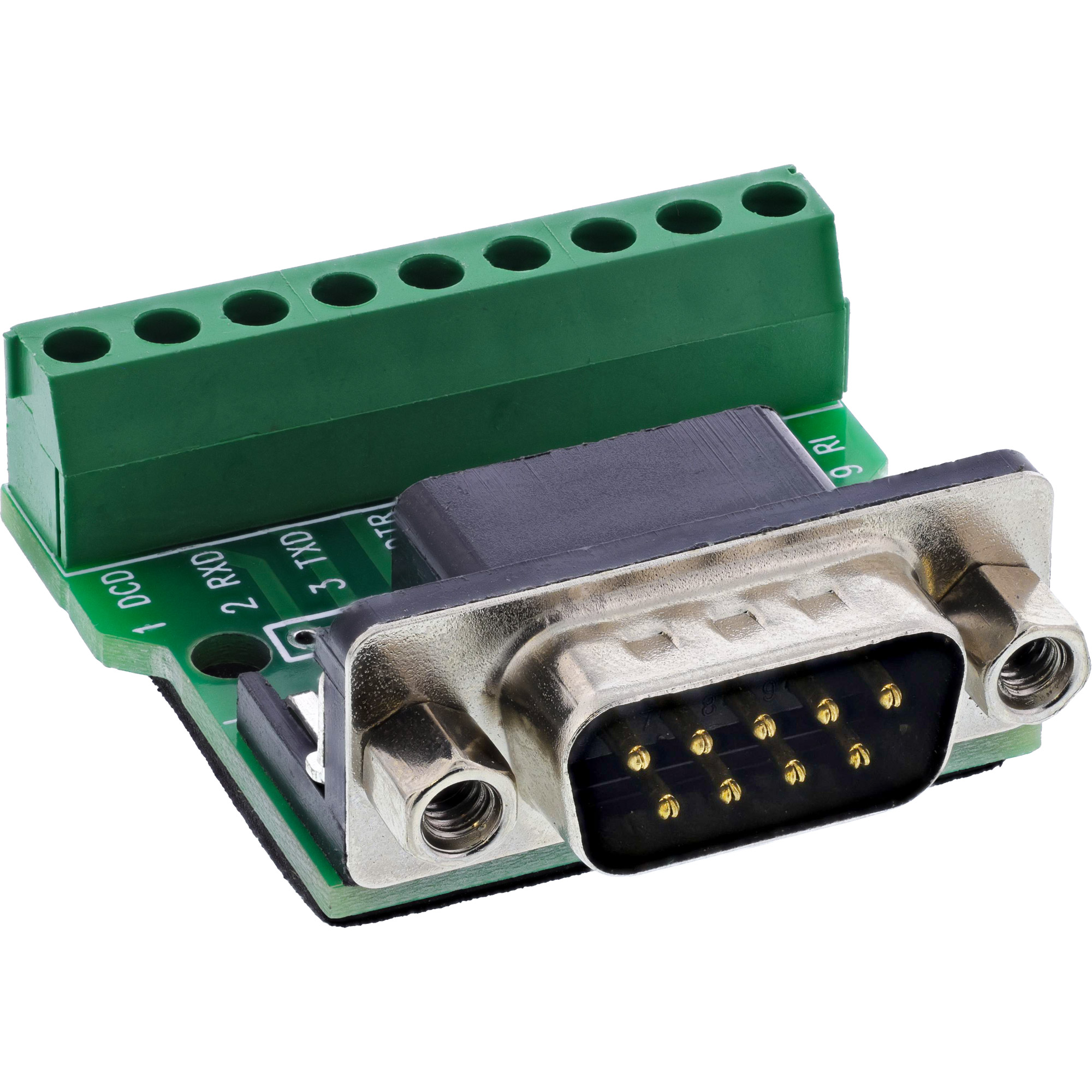 InLine Terminalblock D-Sub 9 Stecker - Schraubklemme - Schraubsicherung Zeitersparnis bei der Installation:  Schnelle Verdrahtung ?ber Schraubklemmen f?r 18-24 AWG - werkzeugunterst?tzt mit Schlitzsch