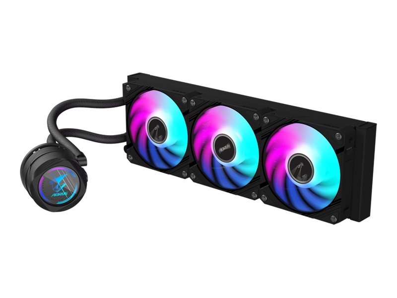 Gigabyte AORUS WATERFORCE II 360 AIO Flüssigkeits-CPU-Kühler - 3x120mm ARGB-Lüfter, Schiebe-in-Verriegelungsmechanismus, DAISY-CHAIN, kompatibel mit Intel LGA 1851 und AMD AM5, All-in-One-Flüssigkeits