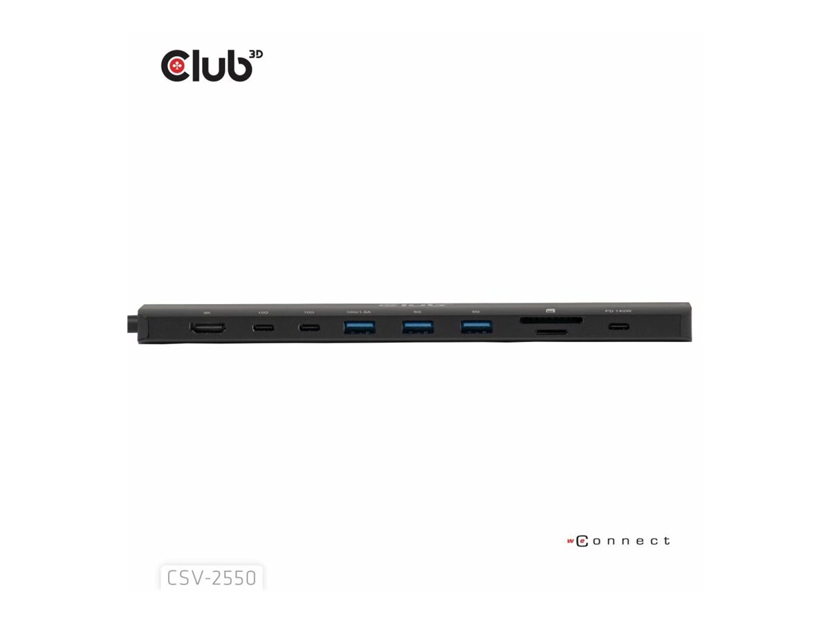 Club 3D 10-1 Hub USB Typ-C® auf HDMI 8K30Hz PD3.1 Max.140WLaptop - USB-C / Thunderbolt - HDMI - 2.5GbE