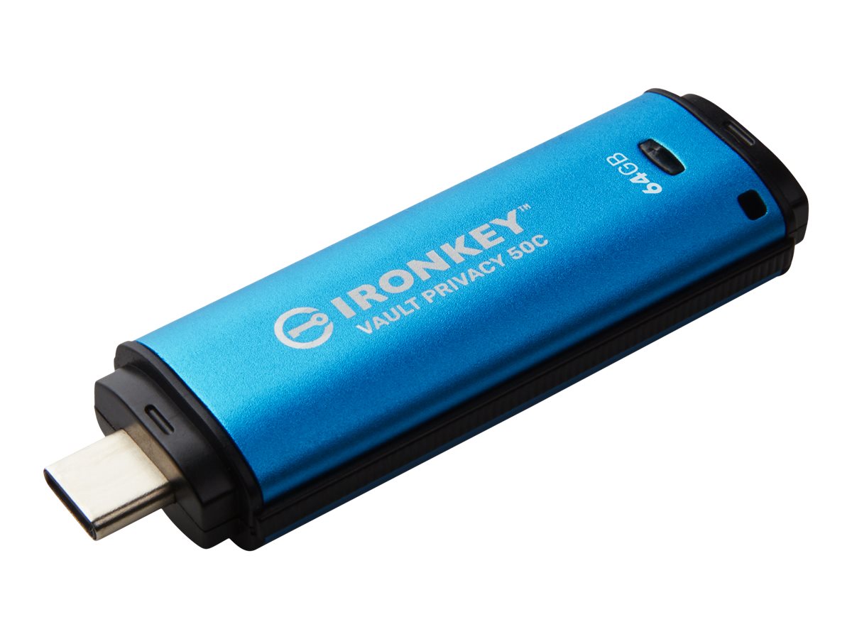 Kingston IronKey Vault Privacy 50C - USB-Flash-Laufwerkverschlüsselt - 64 GB - USB-C 3.2 Gen 1 - TAA-konform
