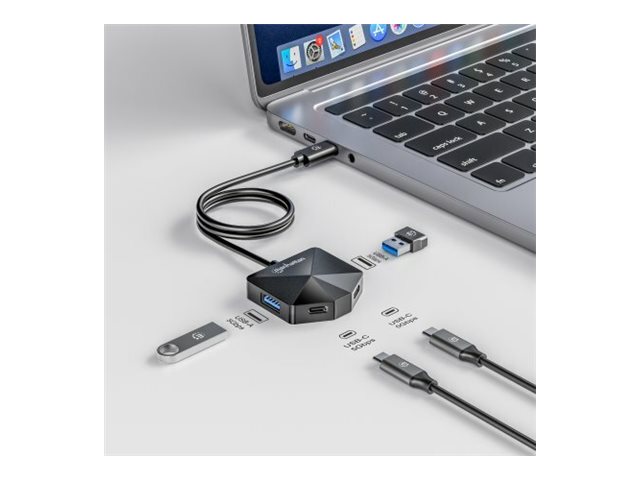Manhattan Hub - combo - 2 x USB-C 3.2 Gen 1+ 2 x USB 3.2 Gen 1 - Desktop