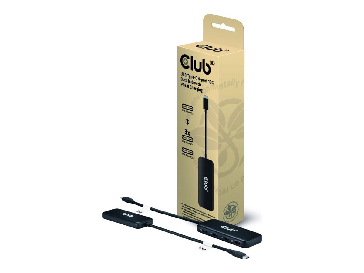 Club 3D USB Typ-C 4-Port 10G Daten-Hub mit PD3.0 Ladefunktion