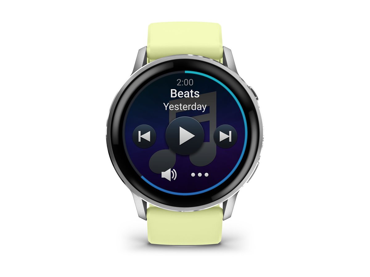 Garmin Venu 4 - 45 mm - silber - intelligente Uhr mit Band - Silikon - Zitronen - Handgelenkgröße: 135-200 mm - Anzeige 3.53 cm (1.4")8 GB - Bluetooth - ANT+ - Wi-Fi - 38 g