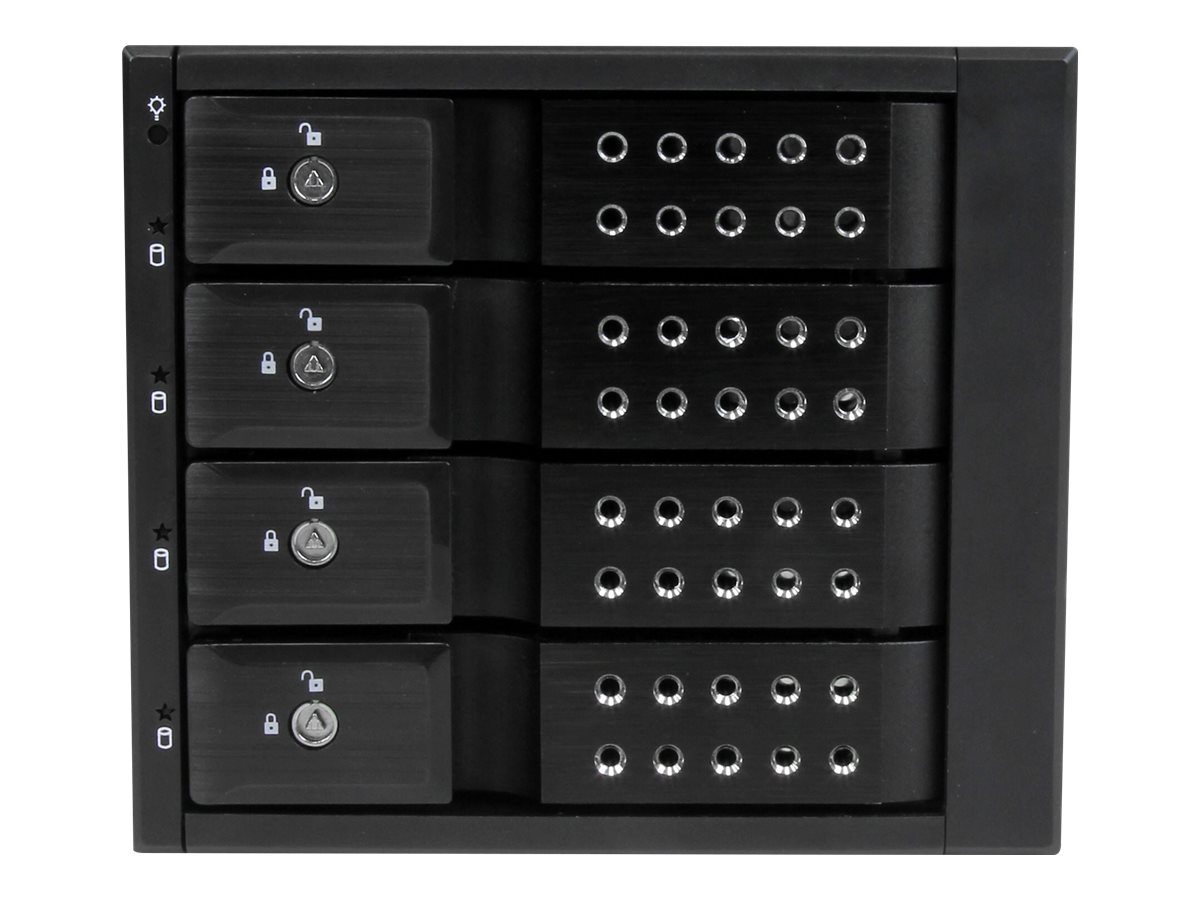 StarTech.com 4-fach 3,5 trägerloser SATA Festplatten Aluminium Wechselrahmen/Backplane - 4 Bay 3,5 Zoll (8,9cm)Mobiles HDD Speicher Rack - Mobiles Speicher-Rack mit Lüfter - 2.5" (6.4 cm) - Schwarz