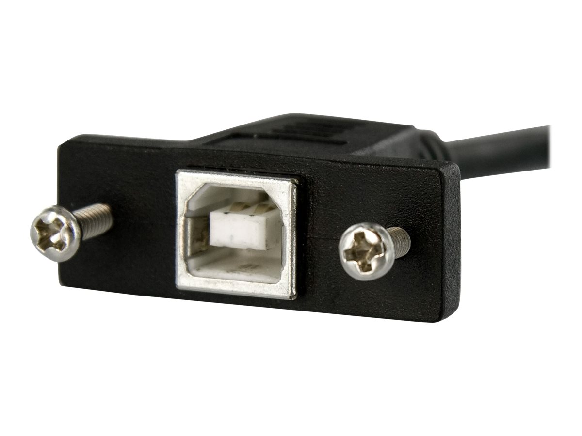 StarTech.com 90cm USB B auf B Blendenmontage Kabel - Bu/St - USB Verlängerungskabel - Einbaubuchsen Kabel Verlängerung - USB-Kabel - USB Typ B (M)zu USB Typ B (W) - USB 2.0 - 90 cm - geformt - Schwarz